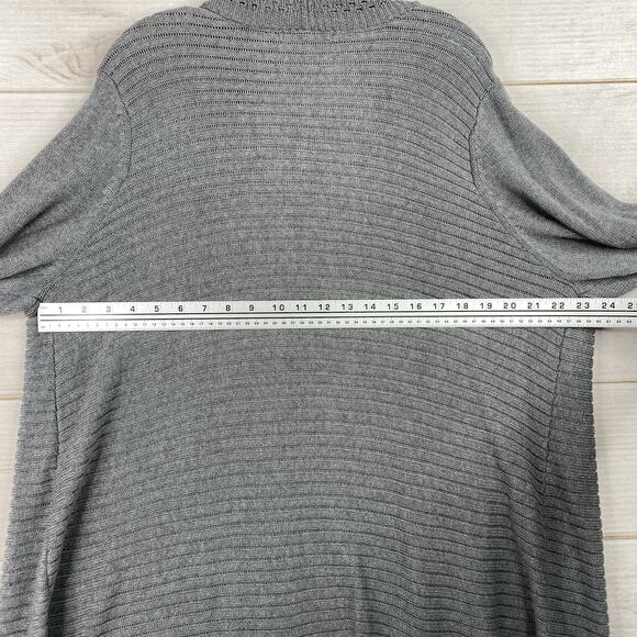 Daisy Fuentes Cardigan Womens 2X Gray Open Front Cable Knit Sweater Draped - Picture 7 of 8